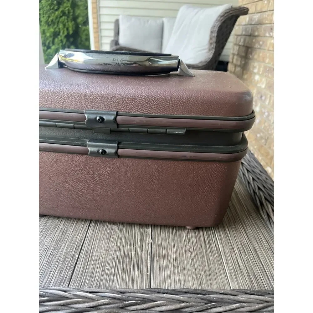 1987 Samsonite Silhouette 4 Rose/ Brown Color Makeup Travel Case Vintage